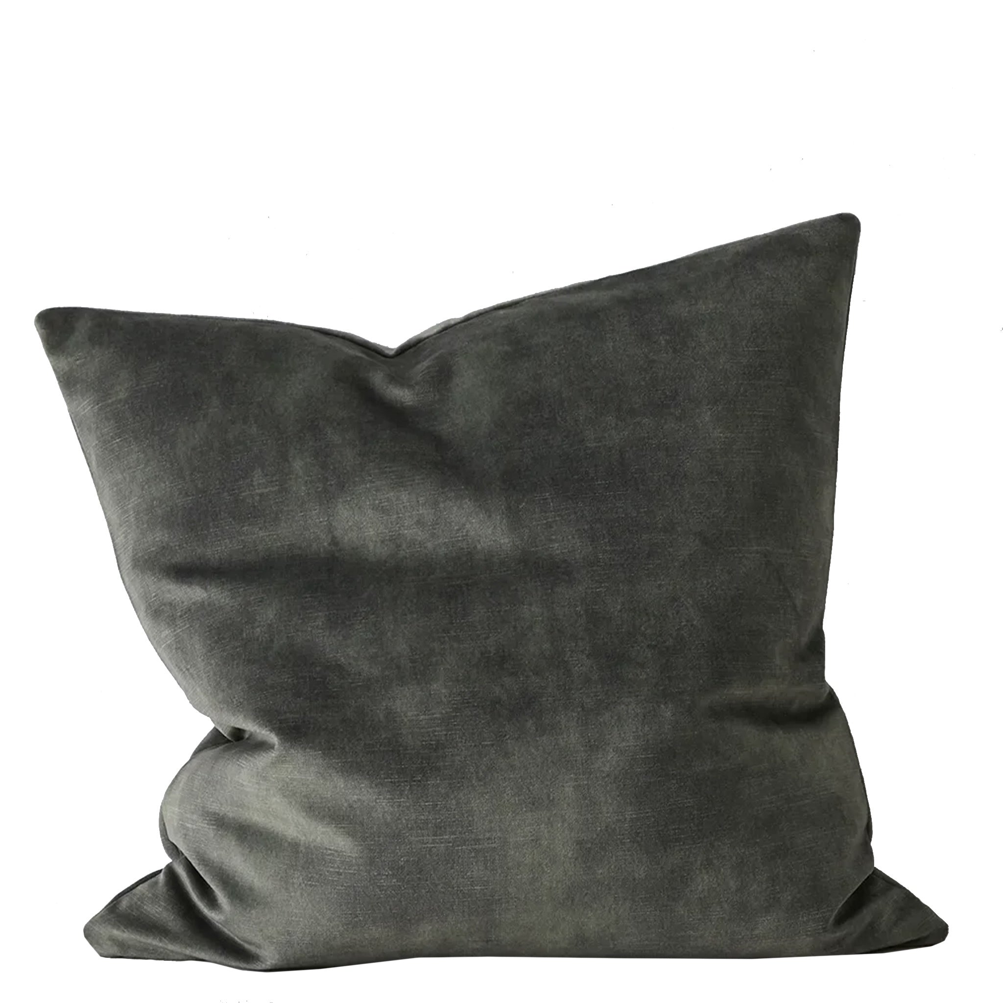 Green velvet cushion on a white background