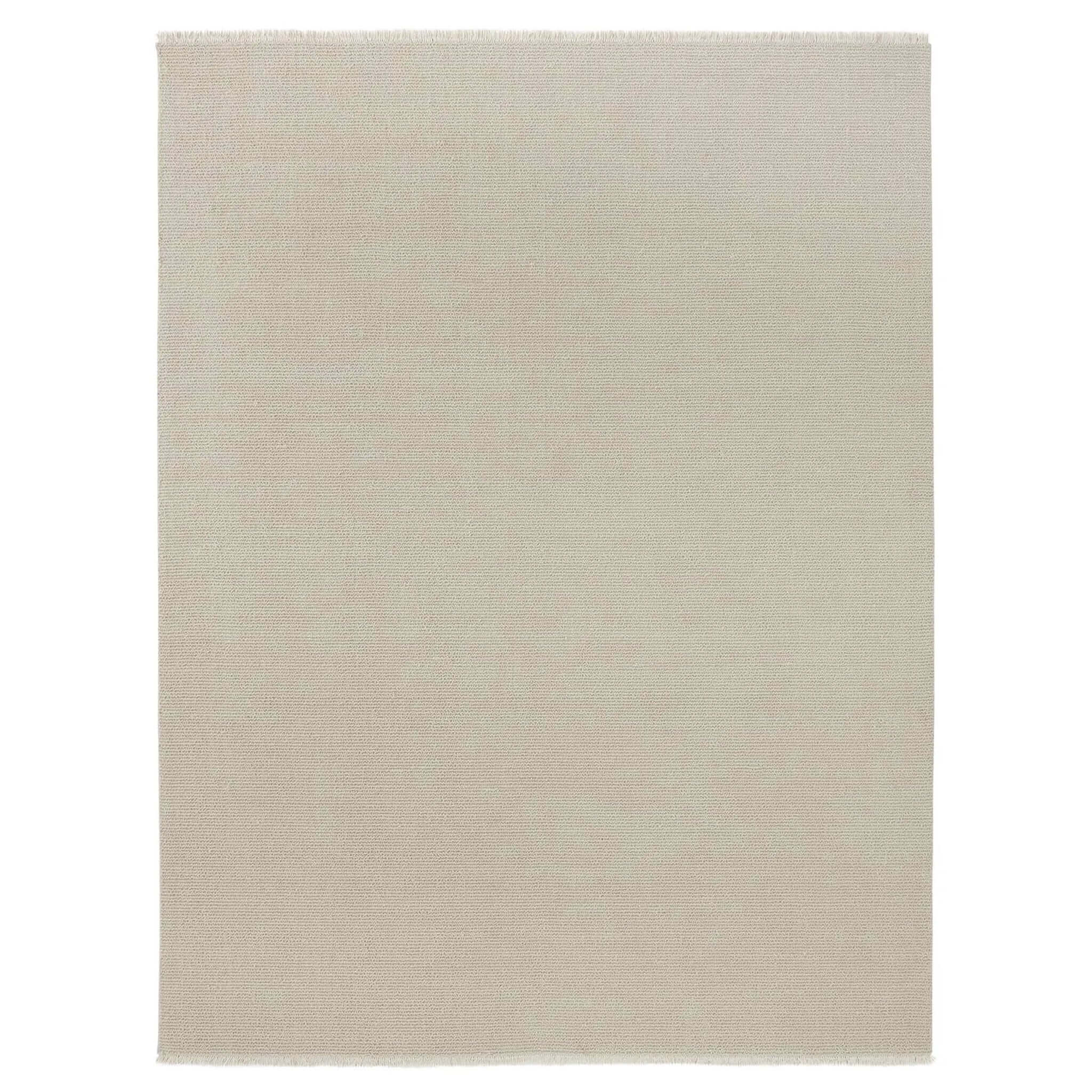Beige rug with a subtle pattern on a white background