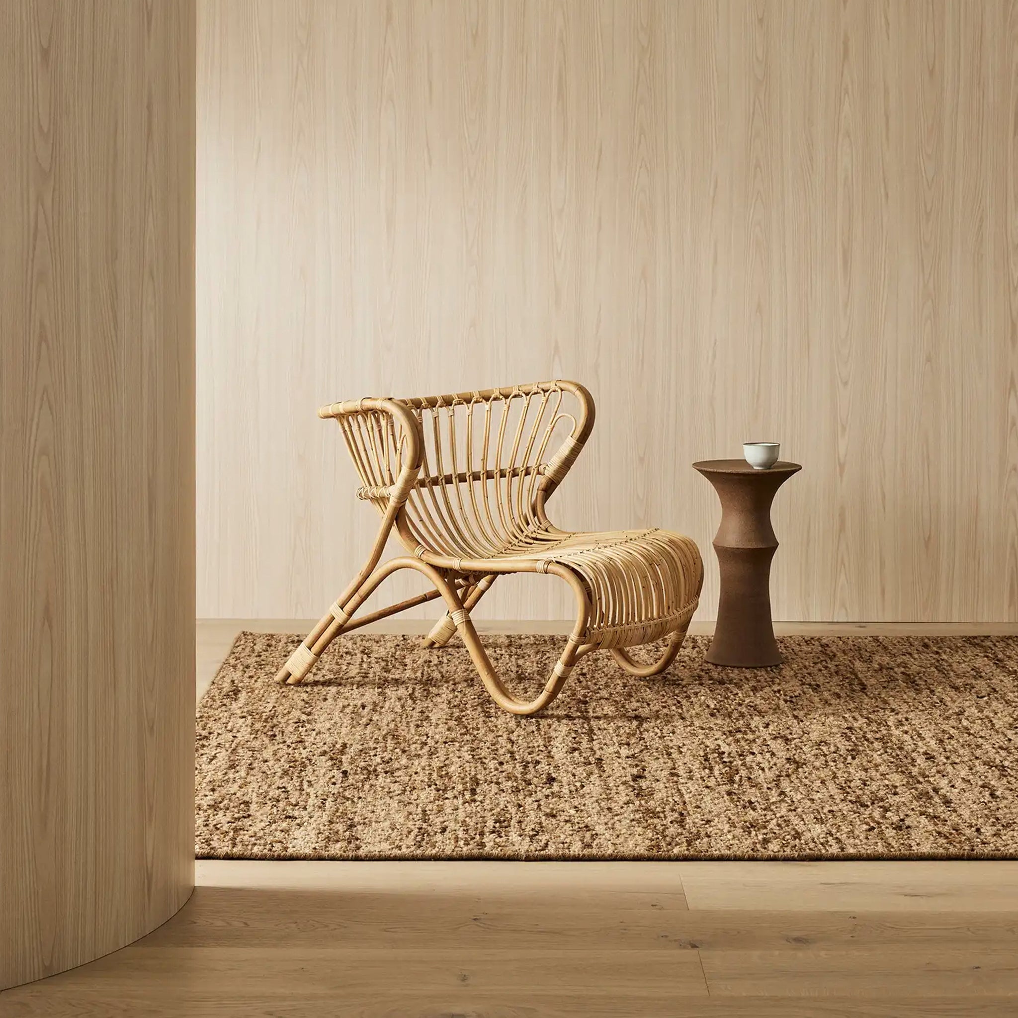 Weave Henley Rug with a cane chair.