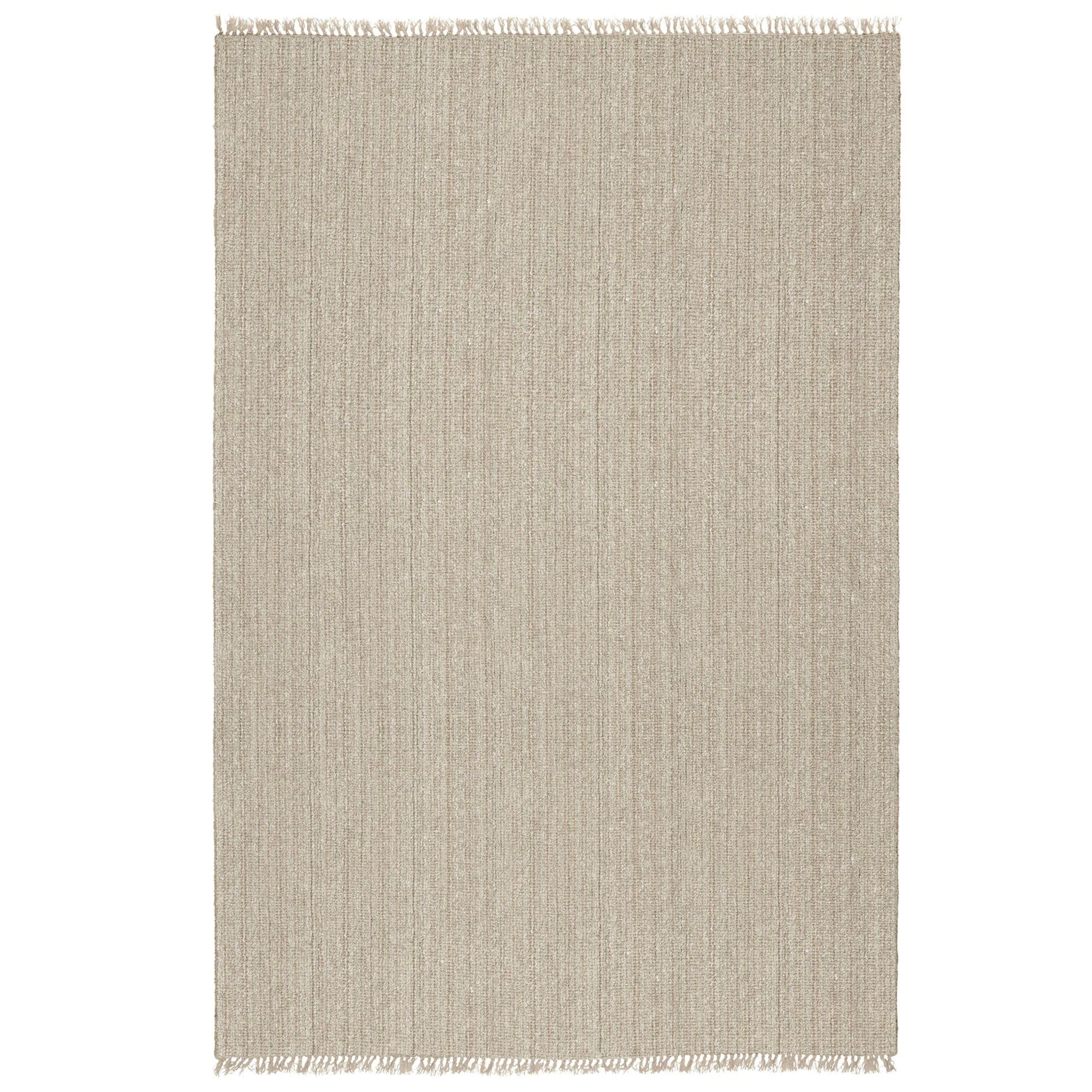 Beige rug with white fringe on a white background