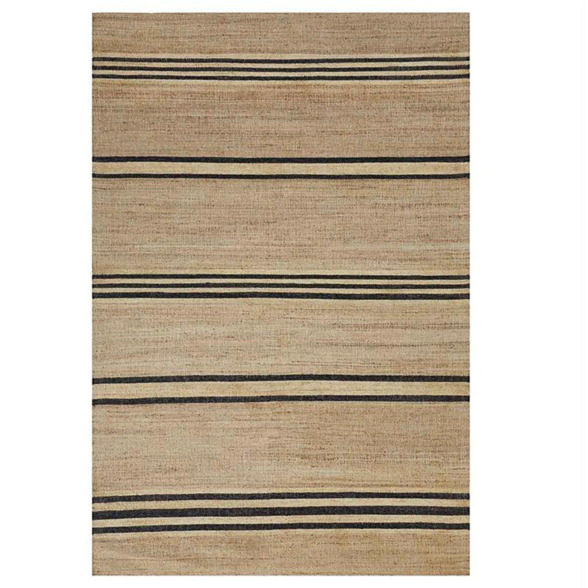Beige rug with black stripes on a white background