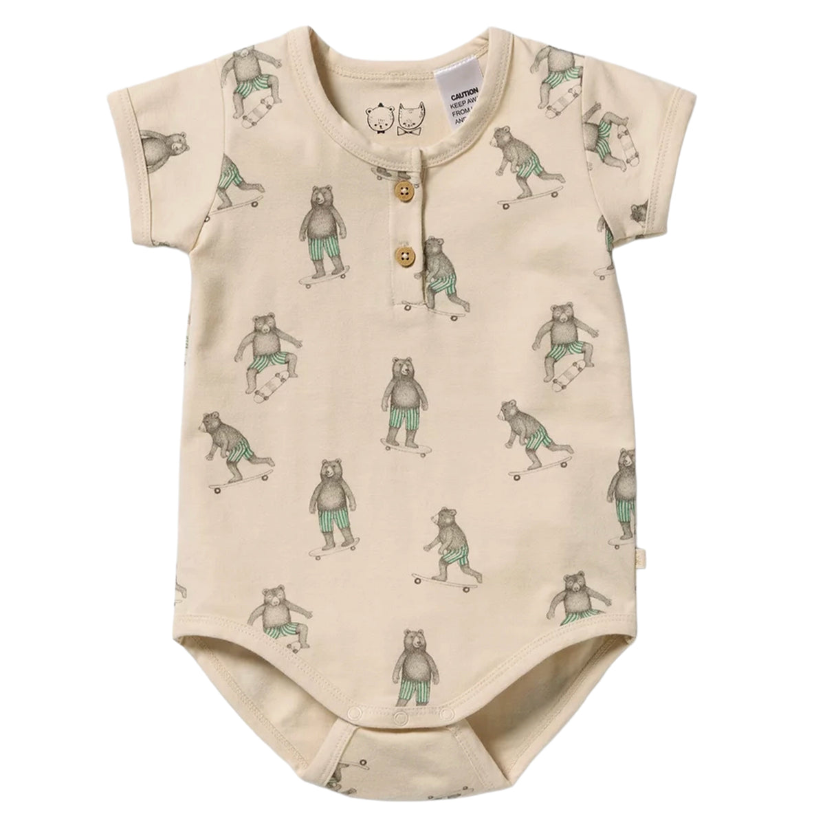 Wilson & Frenchie Organic Cotton Henley Bodysuit - Skater Club