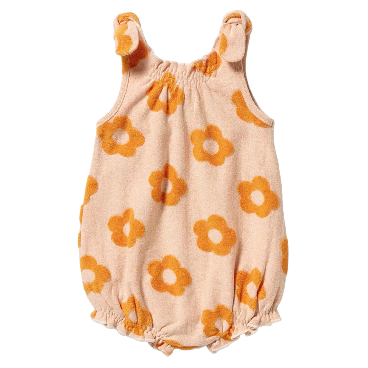 Wilson & Frenchie Organic Cotton Terry Tie Playsuit - Daisy Glow