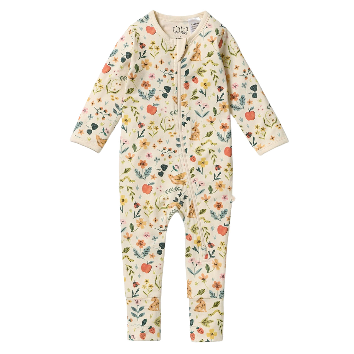 Wilson & Frenchie Organic Cotton Zipsuit with Feet - Summer Garden