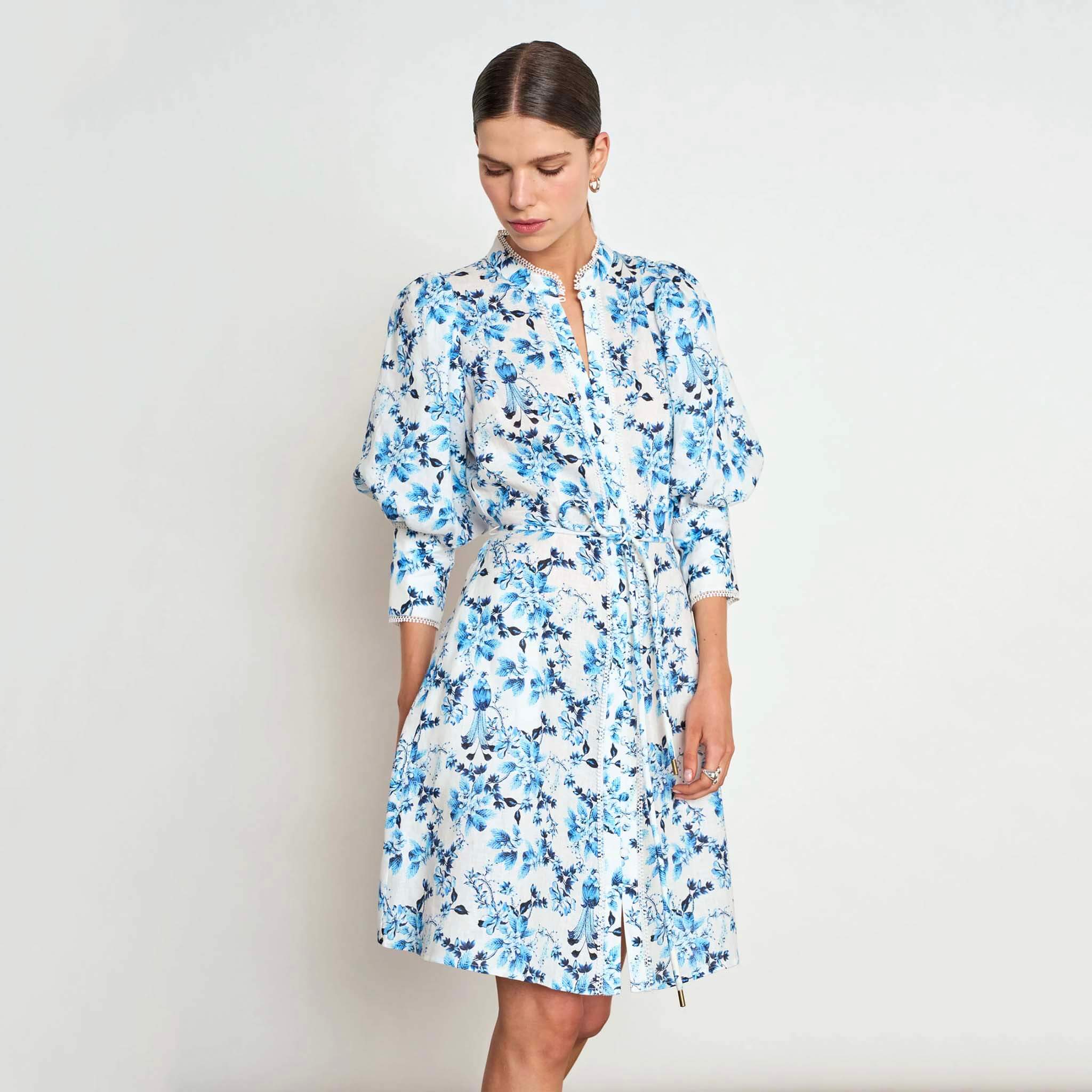 Zoe Kratzmann Scenic Dress - Song Bird featuring a floral print and elegant button-through design.
