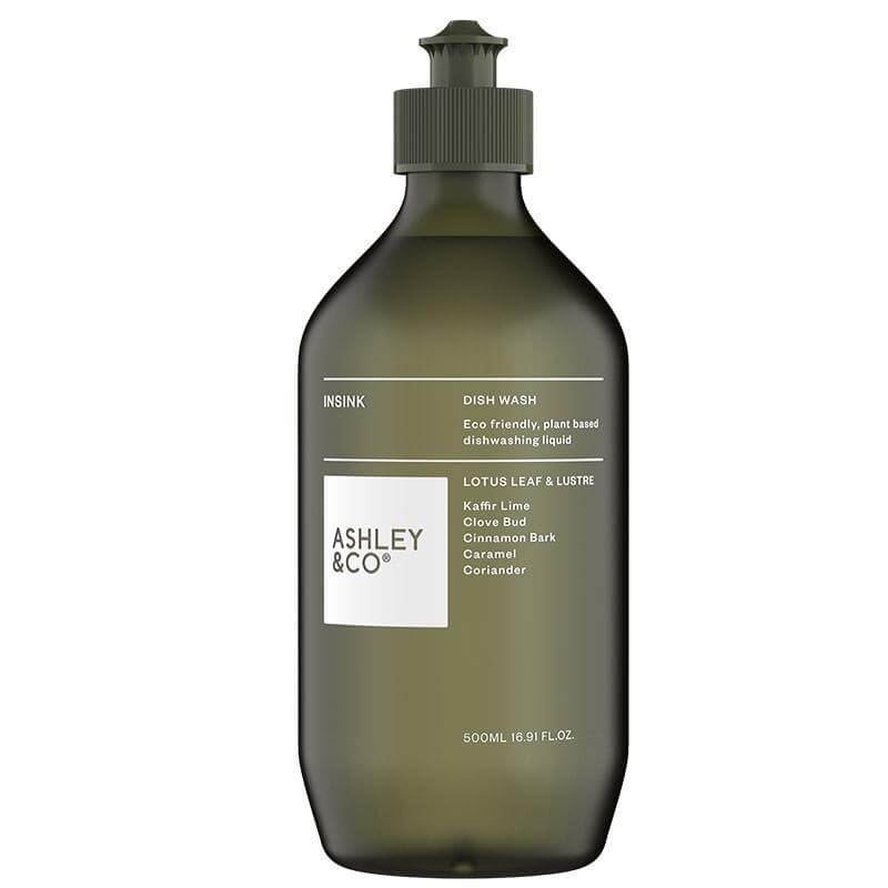 Alt Tag: Ashley & Co In Sink Dishwashing Liquid - Lotus Leaf & Lustre 500ml squirt bottle eco-friendly plant based dishwashing liquid
