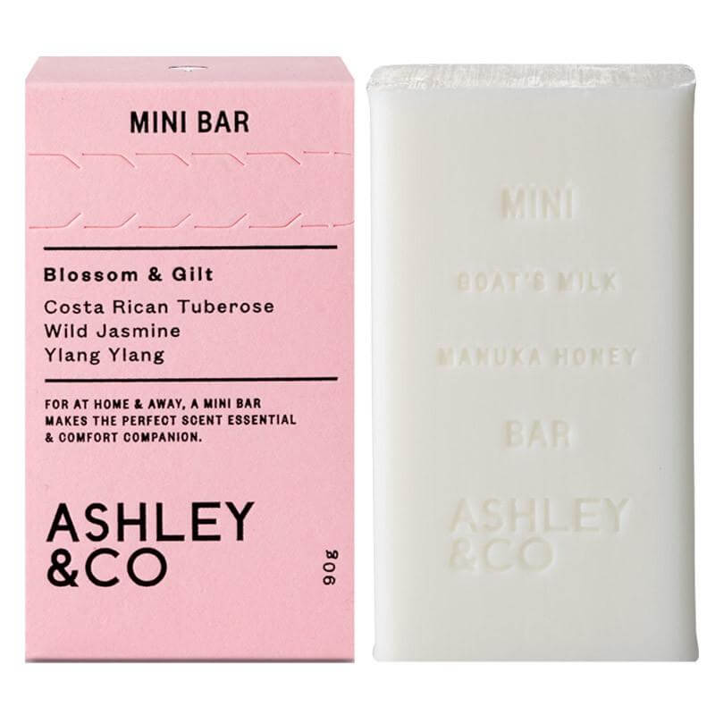 Ashley & Co Mini Bar Soap Blossom & Gilt with goat’s milk and manuka honey, mini bar soap box and bar