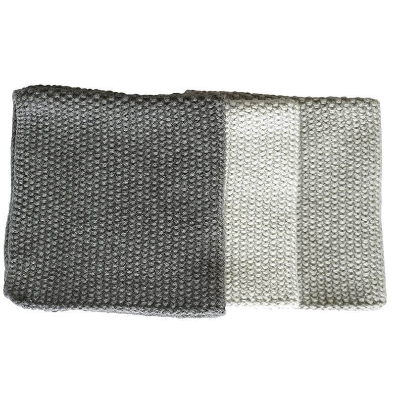 Bianca Lorenne Knitted Cotton Wash Cloth Set - Lavette Grey set of 3 knitted cotton washcloths in melange grey tones, 28x28cm