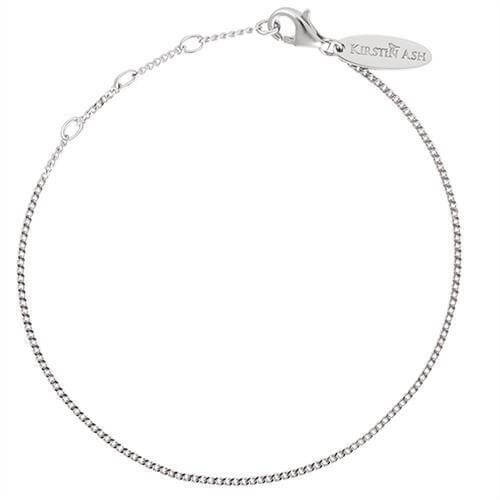 Alt Tag: Kirstin Ash Bespoke Collection Adjustable Curb Bracelet - Sterling Silver 925 sterling silver adjustable curb chain bracelet 15-17cm