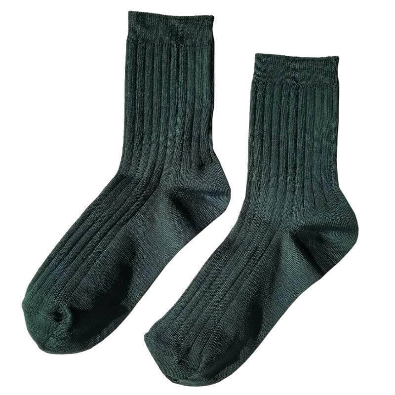 Alt Tag: Le Bon Shoppe Her Cotton Socks - Peacock ribbed breathable cotton-blend crew socks, classic everyday go-to pair