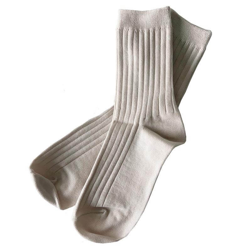 Le Bon Shoppe Her Cotton Socks - Porcelain displayed, featuring classic ribbed design and breathable cotton blend.