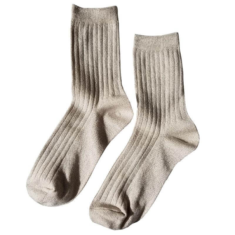 Le Bon Shoppe Her Lurex Socks - Ivory Gold Glitter, soft ribbed socks with a sparkle finish.