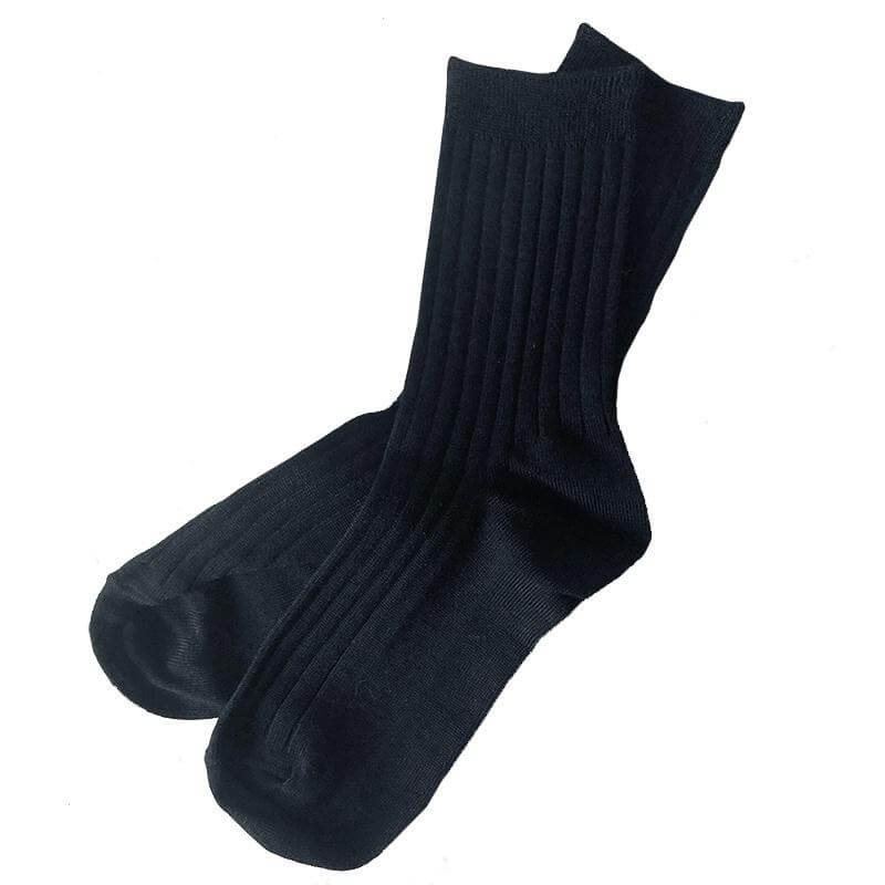 Le Bon Shoppe Her Socks - True Black, elegantly ribbed in a classic black color, perfect for any outfit.