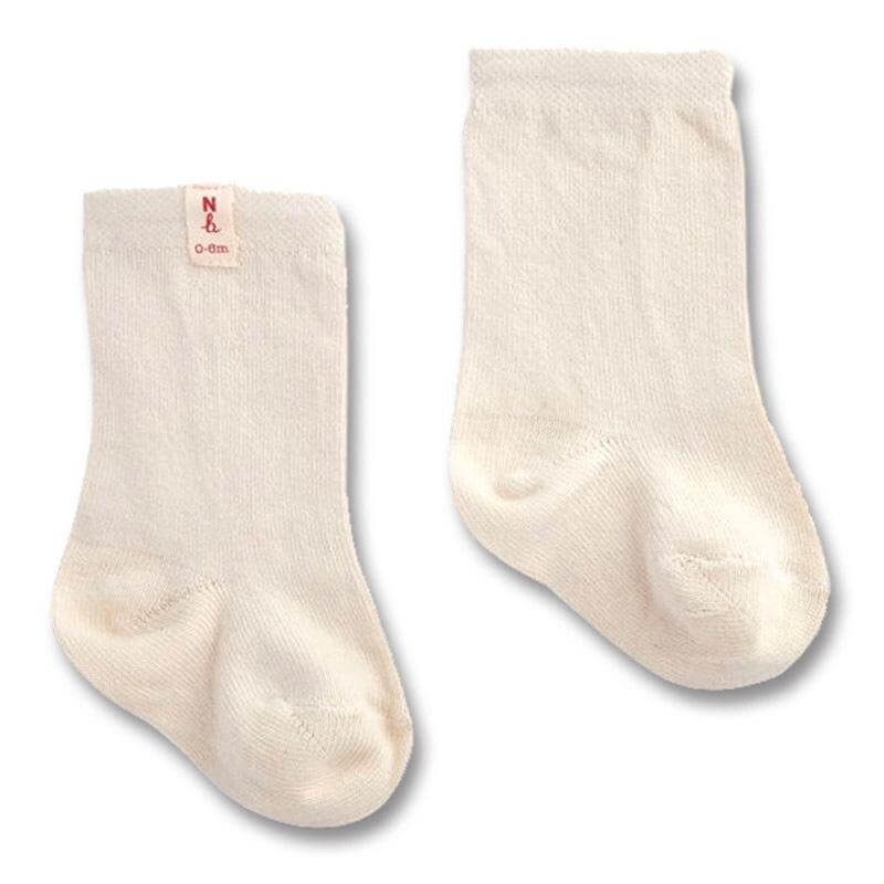 Alt Tag: Nature Baby Organic Cotton Socks - Natural, soft durable natural baby socks, longer length under knee for cosy winter wear
