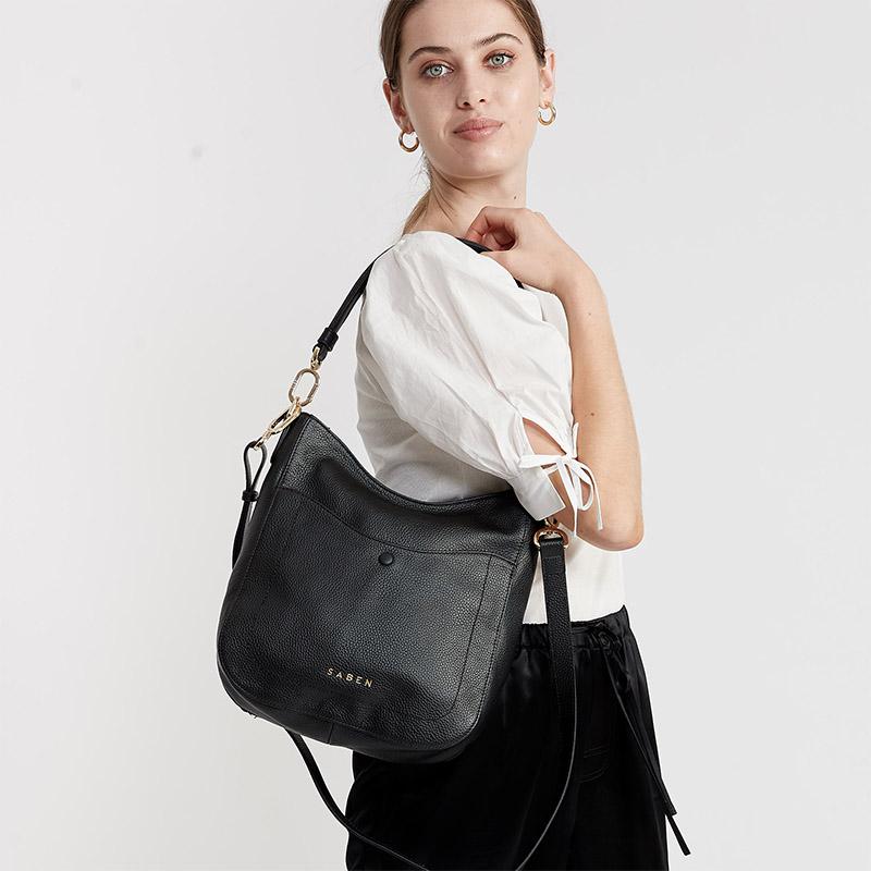 Saben Rebe Shoulder Bag - Black - Tea Pea Home