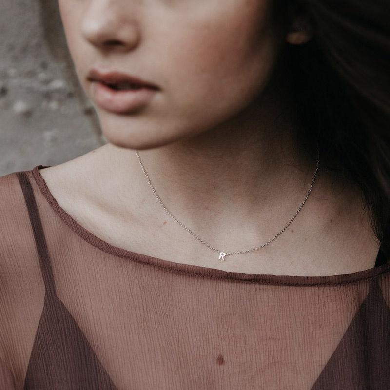 14k Gold Necklace Plated Initial Necklace Sophie Little Letter