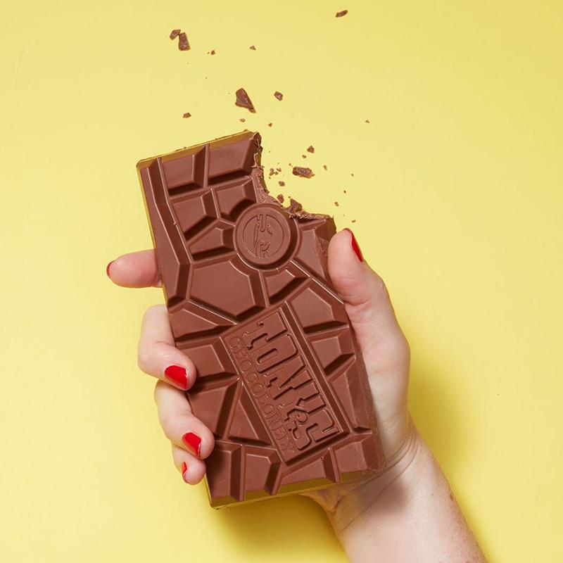 Tony's Chocolonely 180g Milk Chocolate Hazelnut Bar on a white background