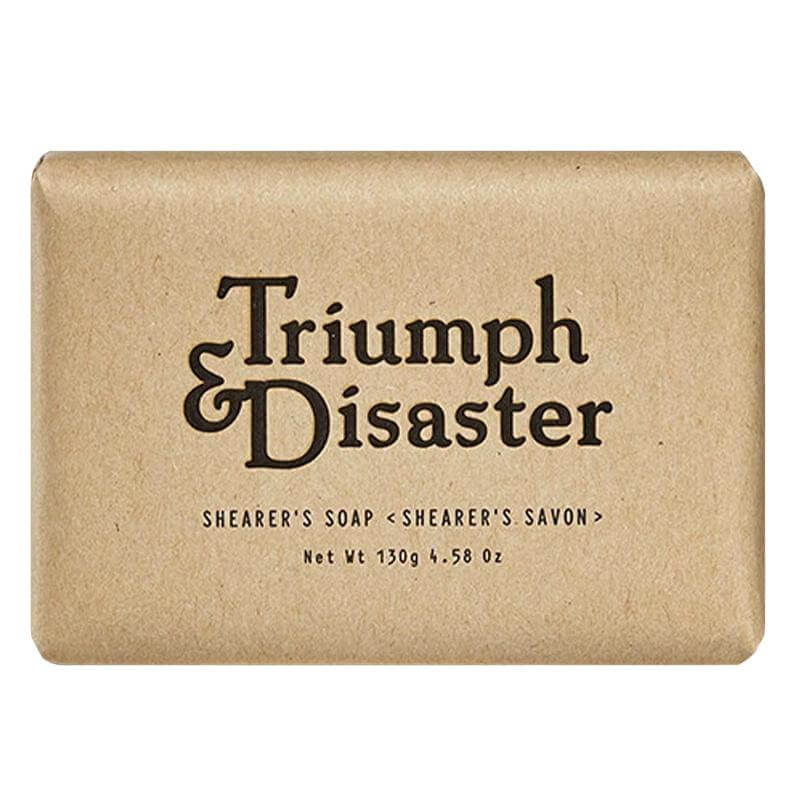 Alt Tag: Triumph & Disaster Shearer's Soap bar with glycerin base and poppy seed exfoliation, gentle daily body cleanser