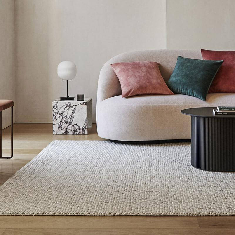 Zambesi beige rug in a lounge.
