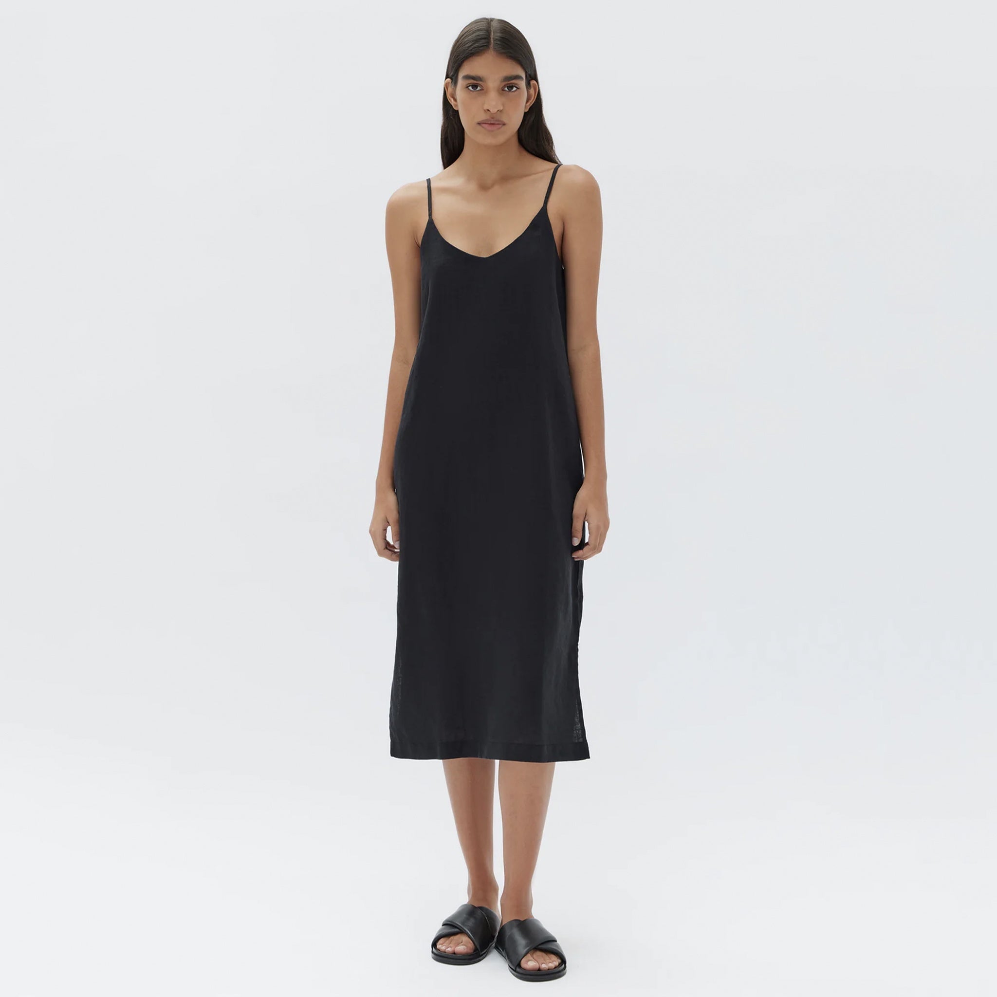 Assembly Label Linen Slip Dress - Black - Tea Pea Home