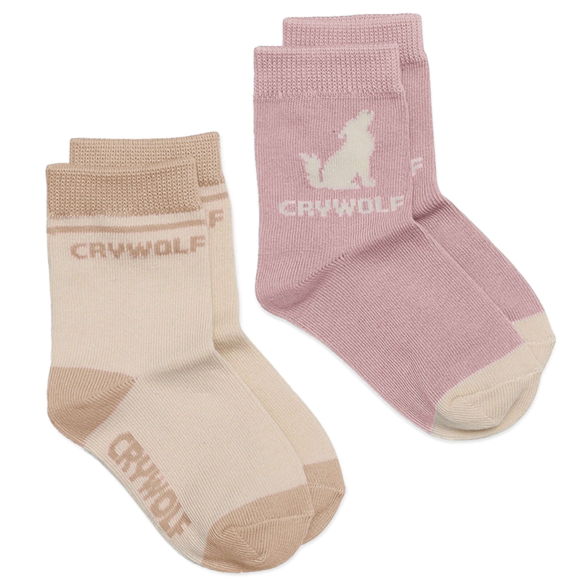 Alt Tag: Crywolf Sock 2-Pack - Blush & Camel crew cut socks, 2-pair pack in blush and camel, cosy winter organic cotton blend