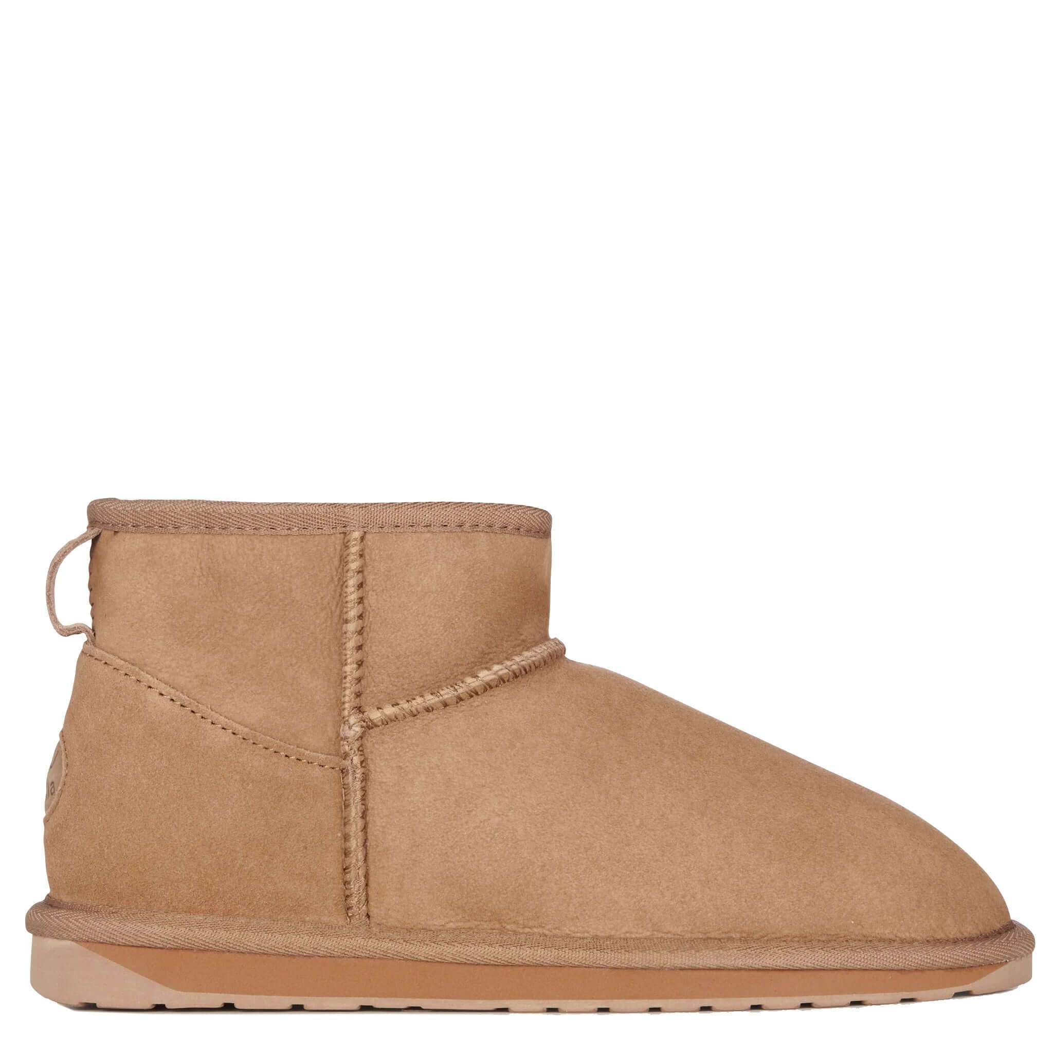 Alt Tag: EMU Stinger Micro Slippers - Camel womens sheepskin ankle bootie slippers, water-resistant, minimalist warm lined comfort