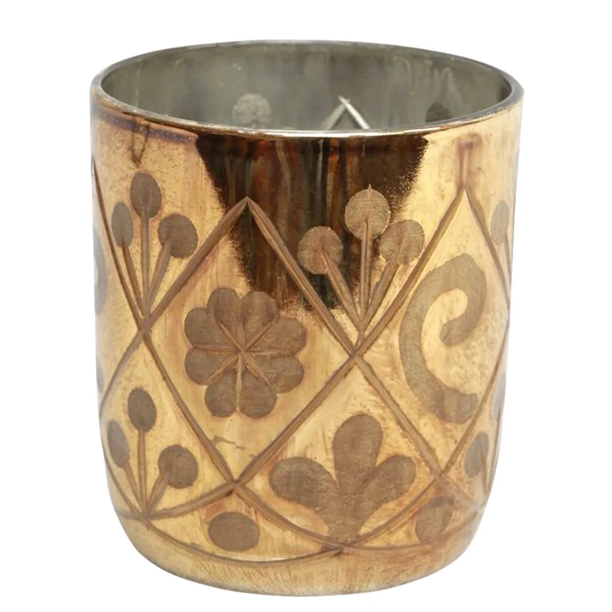 Flower Etched Copper Votive