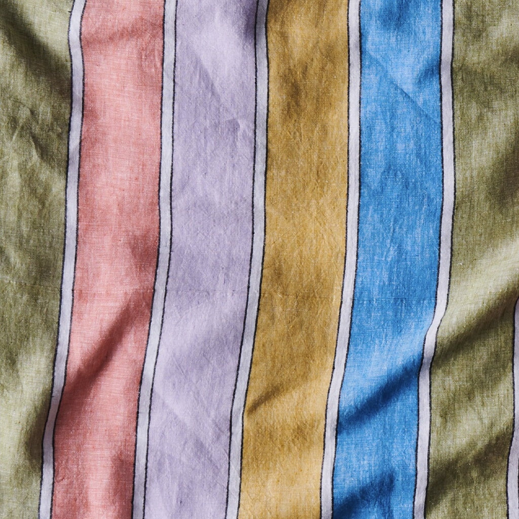 Kip & Co Woven Linen Fitted Sheet - Majorca Stripe - Tea Pea Home