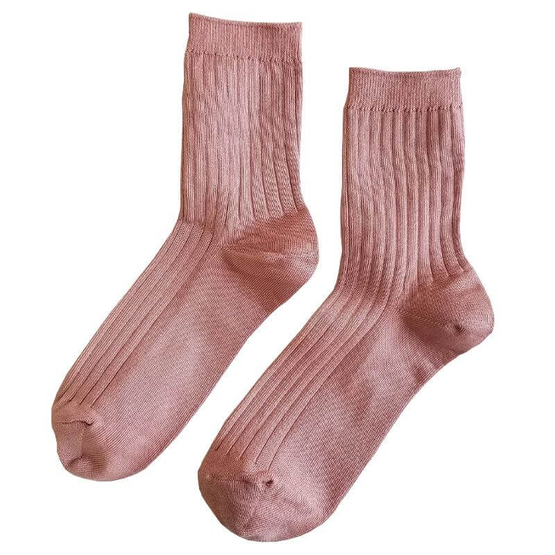 Le Bon Shoppe Her Cotton Socks - Desert Rose, ribbed socks in soft pink, perfect for all shoe styles.