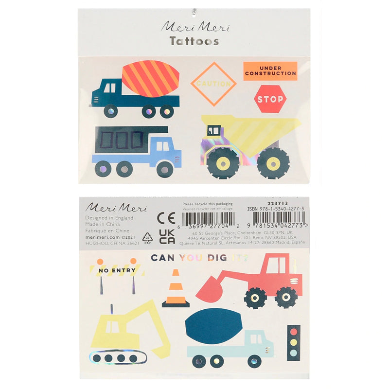 Meri Meri Temporary Tattoo Set - Construction - Tea Pea Home