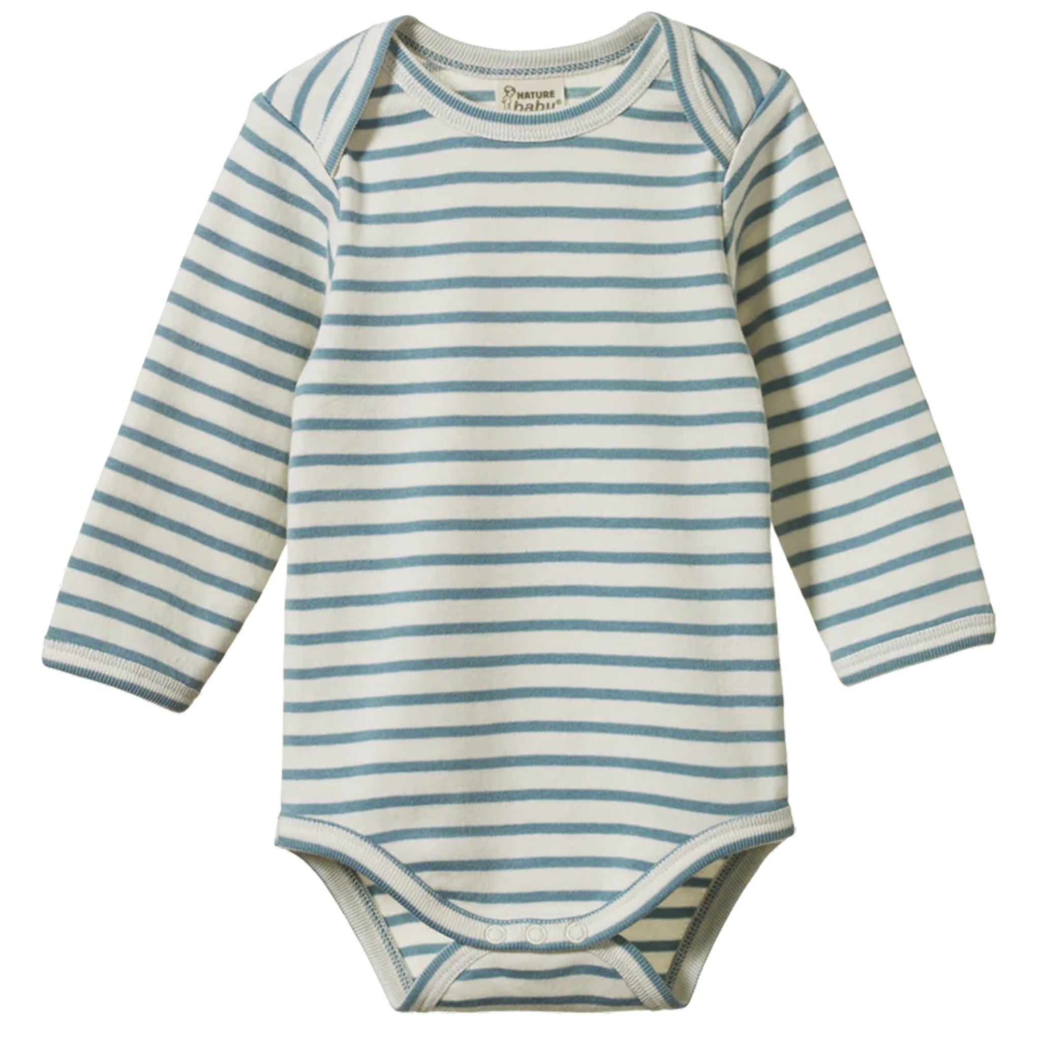 Nature Baby Organic Cotton Long Sleeve Bodysuit - Mineral Sailor Stripe - Tea Pea Home