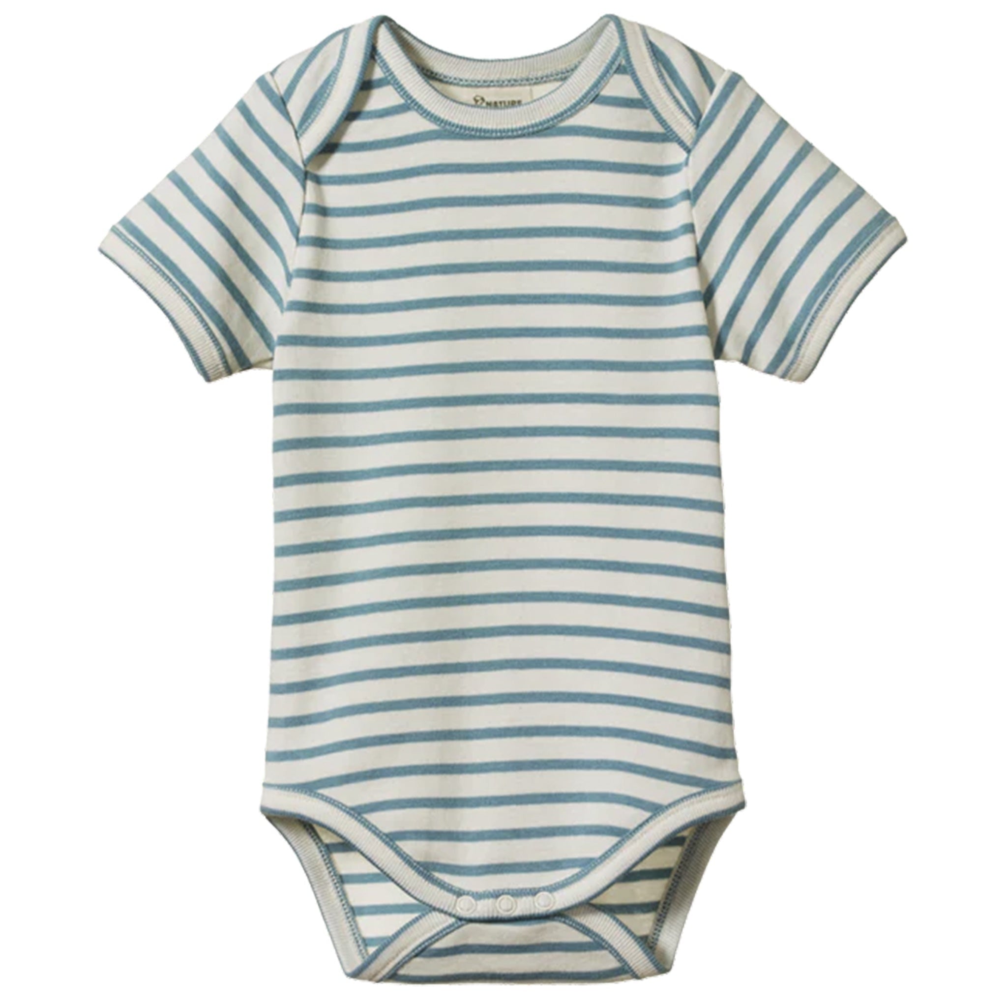 Nature Baby Organic Cotton Short Sleeve Bodysuit - Mineral Sailor Stripe - Tea Pea Home
