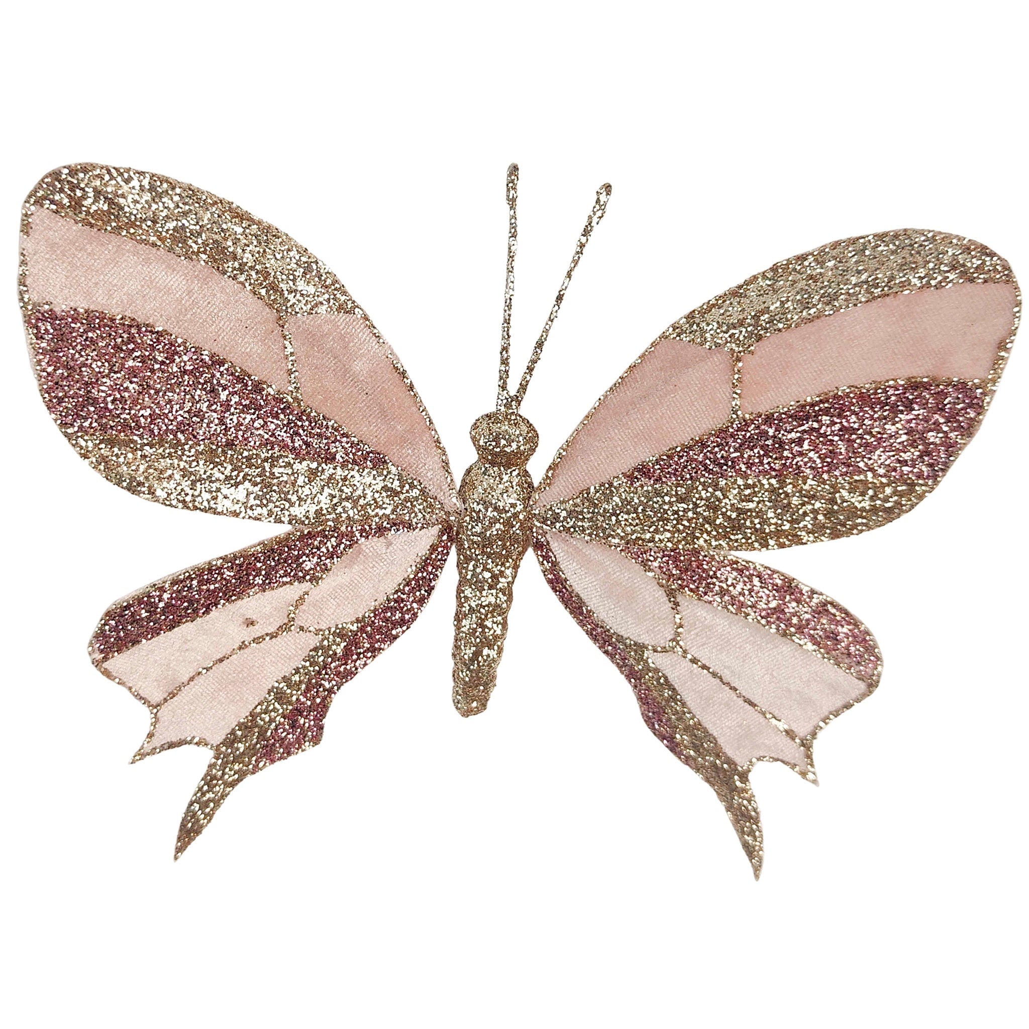 Ombre Glitter Butterfly Clip - Light Pink & Gold - Tea Pea Home