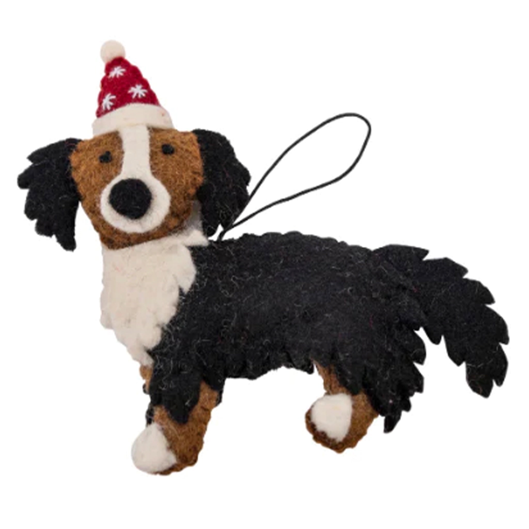 Pashom Nepal Felt Christmas Decoration - Bernese Mountain Dog with Hat Christmas Pashom Nepal