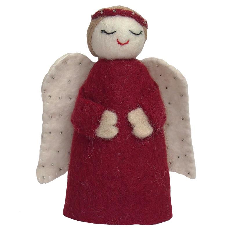 Pashom Nepal Felt Christmas Decoration - Medium Standing Angel - Tea Pea Home