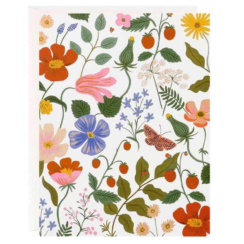 Rifle Paper US Card - Strawberry Fields Cream