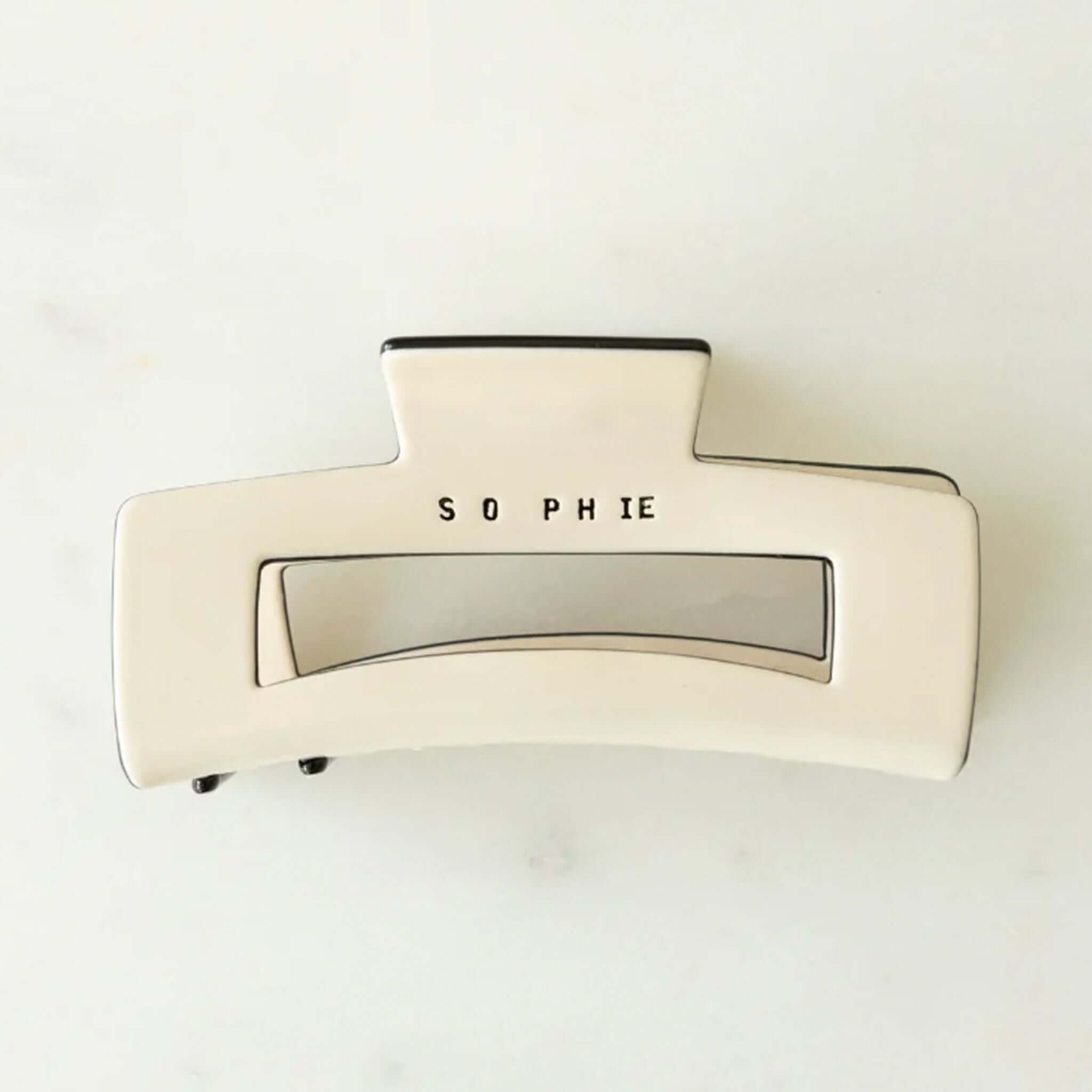 Alt Tag: Sophie Claw Clip Large - Ivory acetate hair claw clip, large ivory clip for effortless updo, 3cm x 10cm