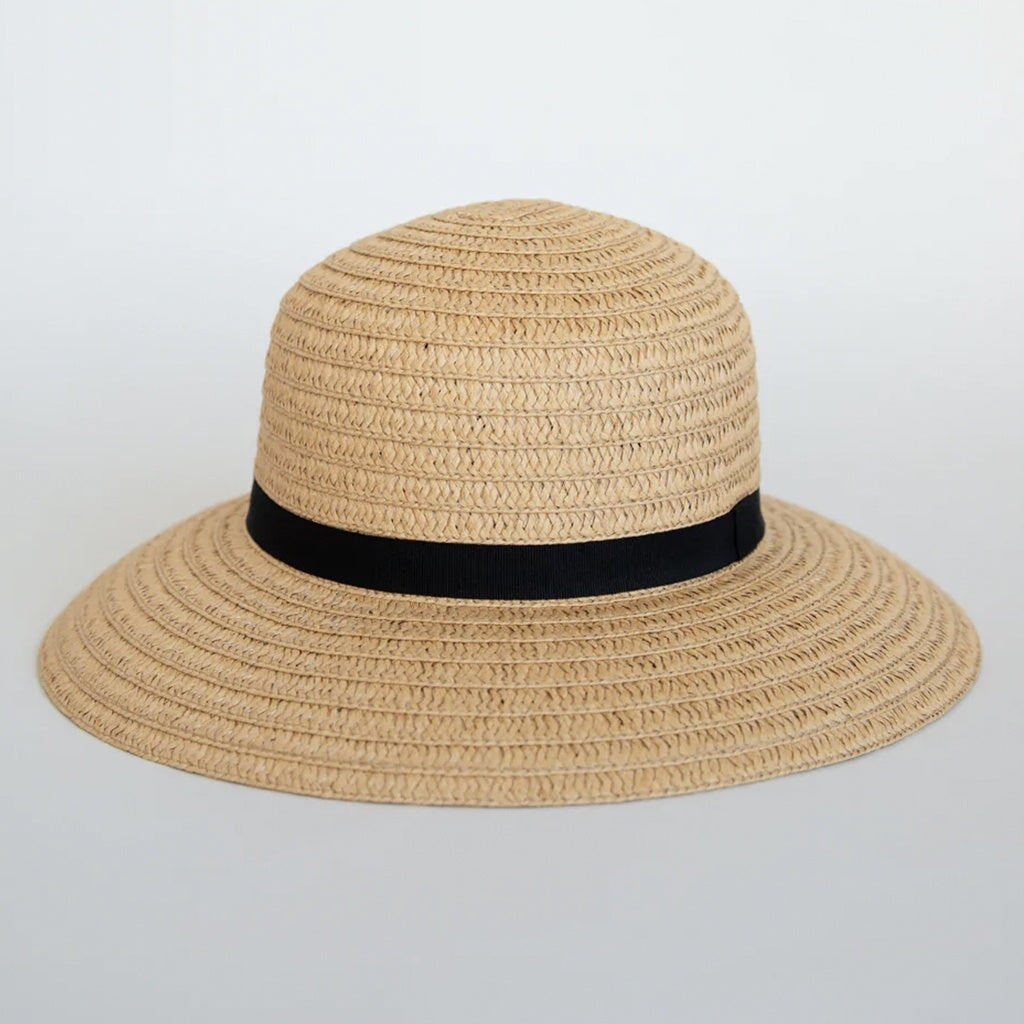 Sophie So Shady Ribbon Hat - Natural with Black - Tea Pea Home