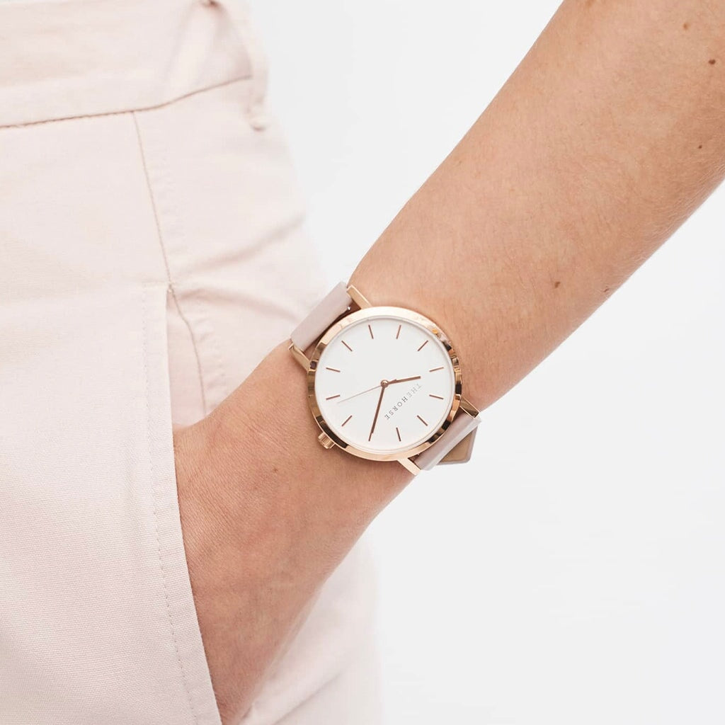 The Horse Original Watch - Polished Rose Gold / White Dial / Blush Leather - Tea Pea Home