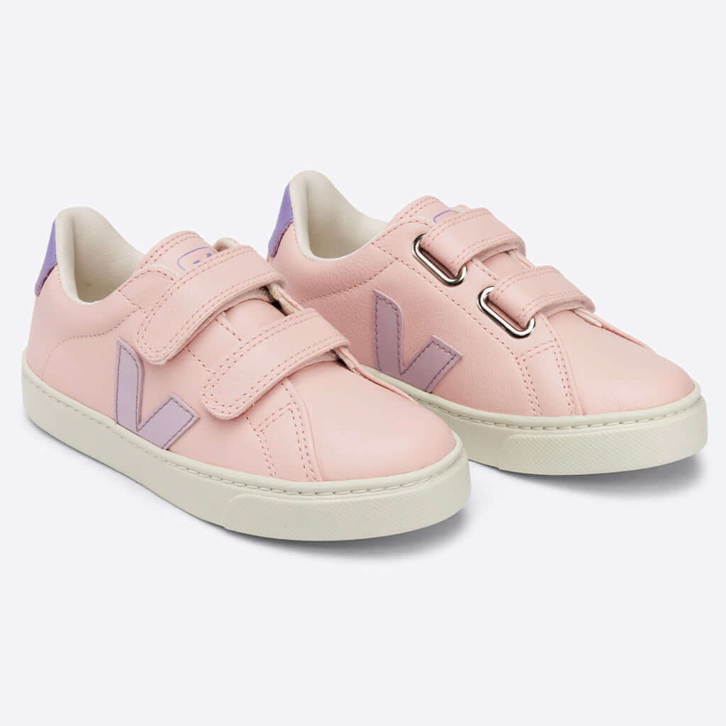 Veja Kids Esplar Velcro Chromefree Leather - Petale Parme - Tea Pea Home