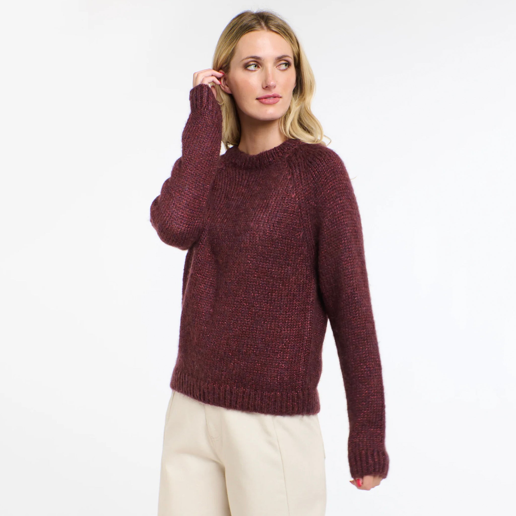 365 Days Cleo Lurex Knit Jumper - Sangria