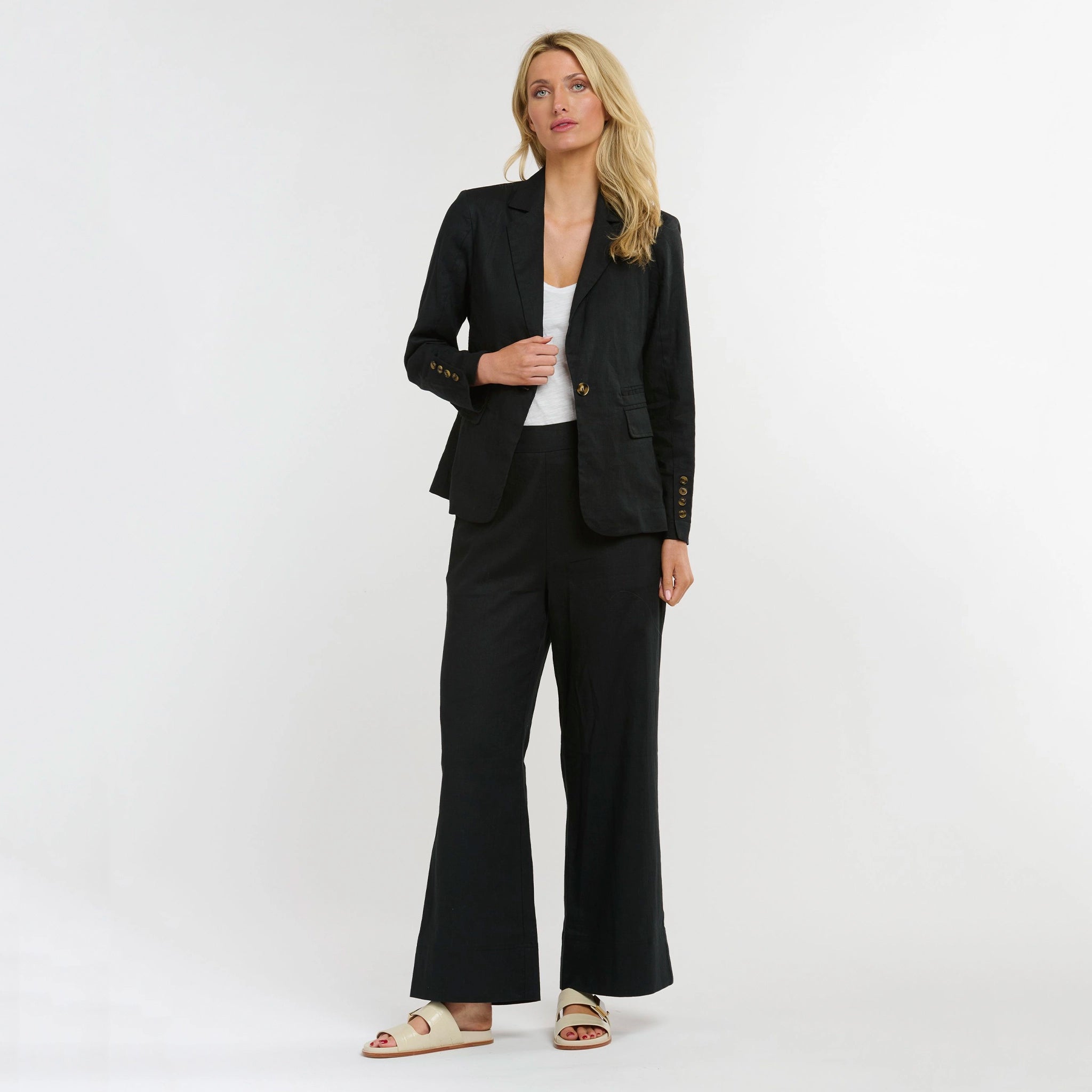 365 Days Portofino Linen Blazer - Black