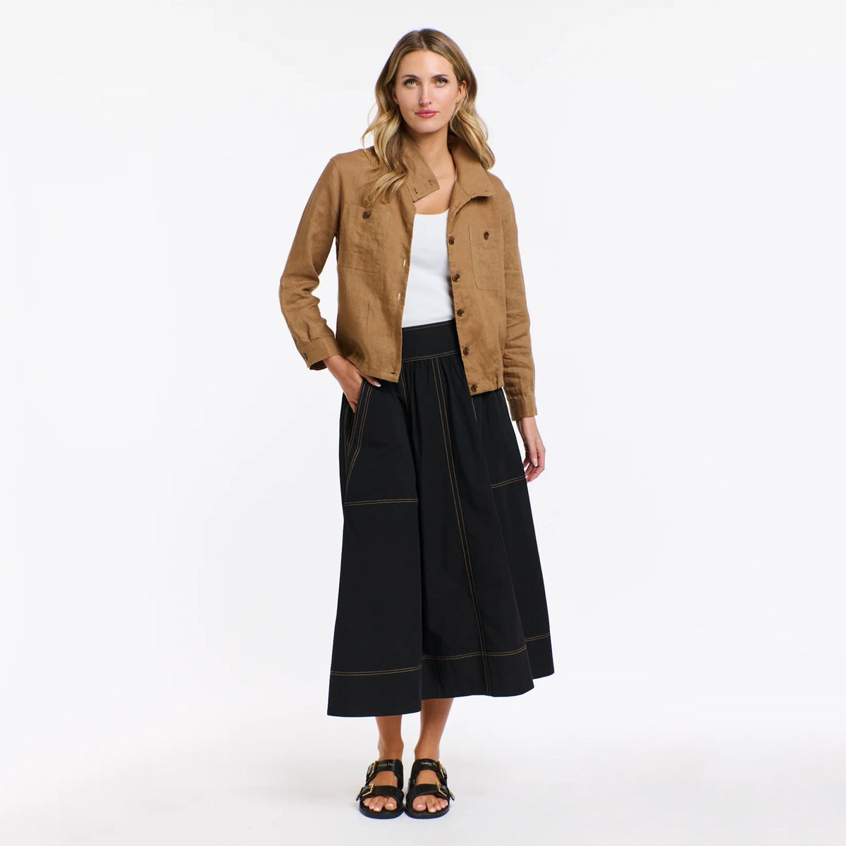 365 Days Rowan Linen Bomber Jacket - Toffee