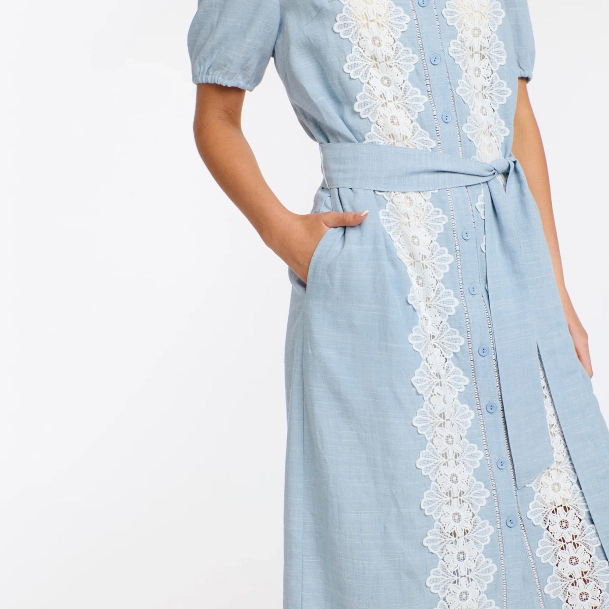 365 Days Scout Lace Shirtdress - Sky Blue