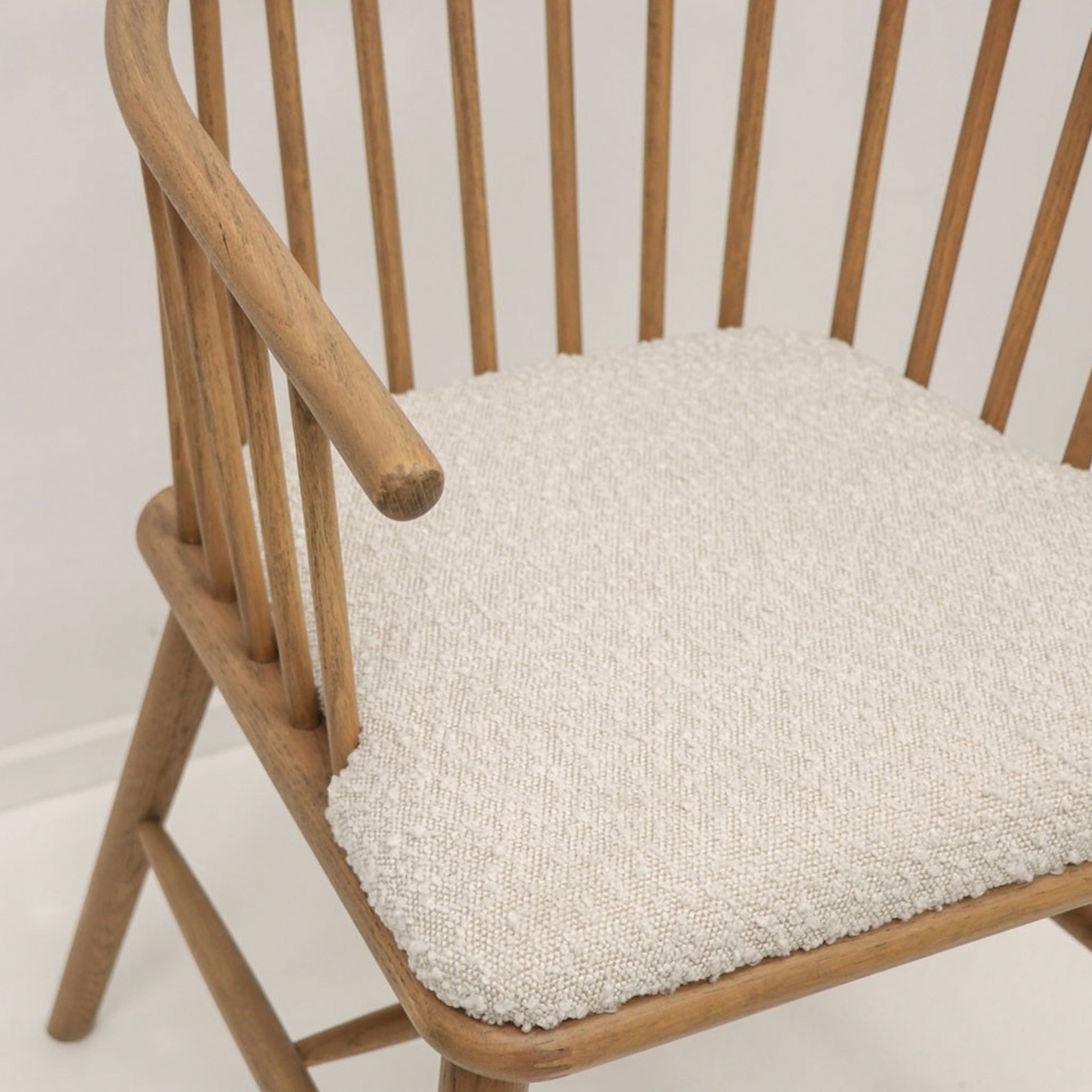 Ankara Oak Dining Chair - Natural with White Boucle