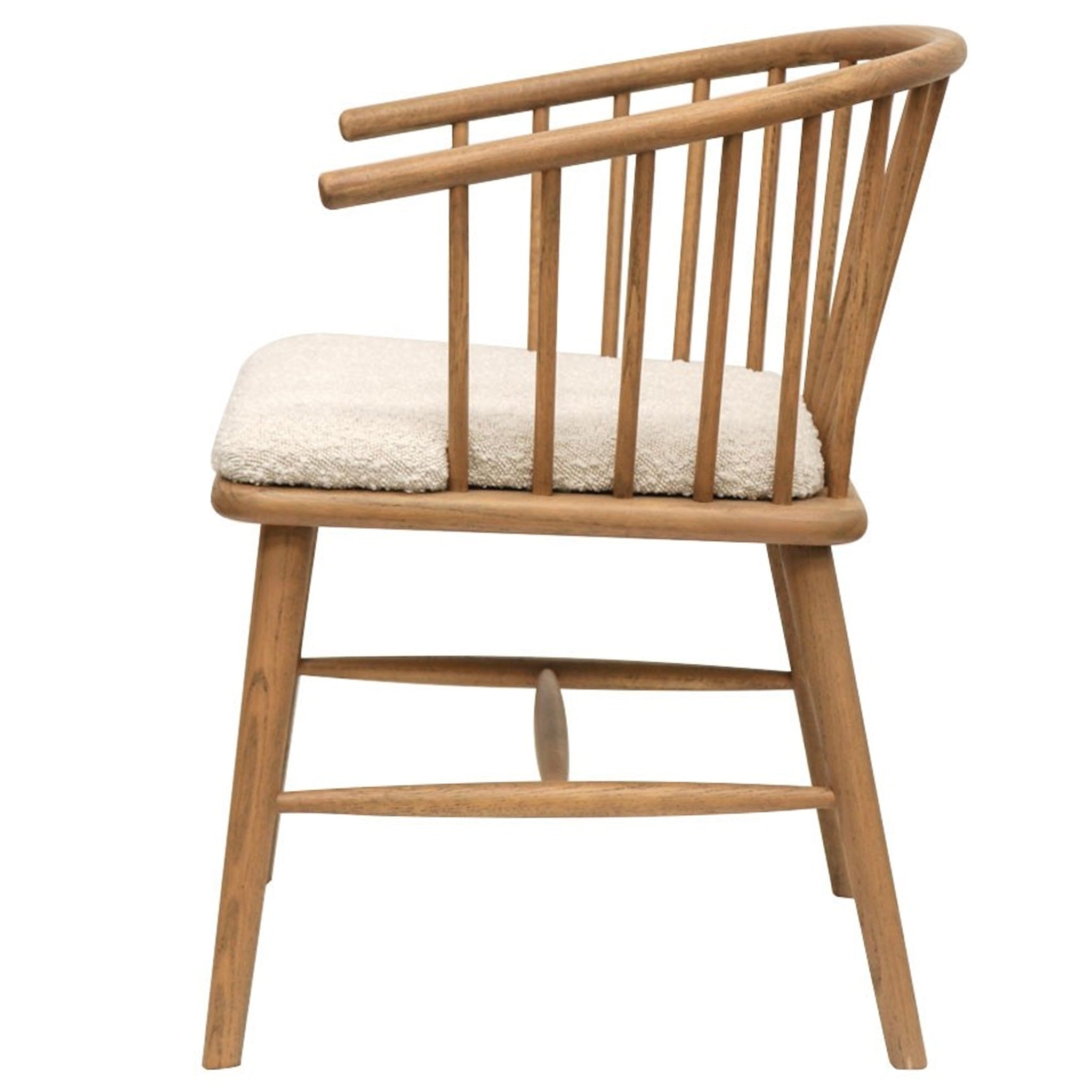 Ankara Oak Dining Chair - Natural with White Boucle