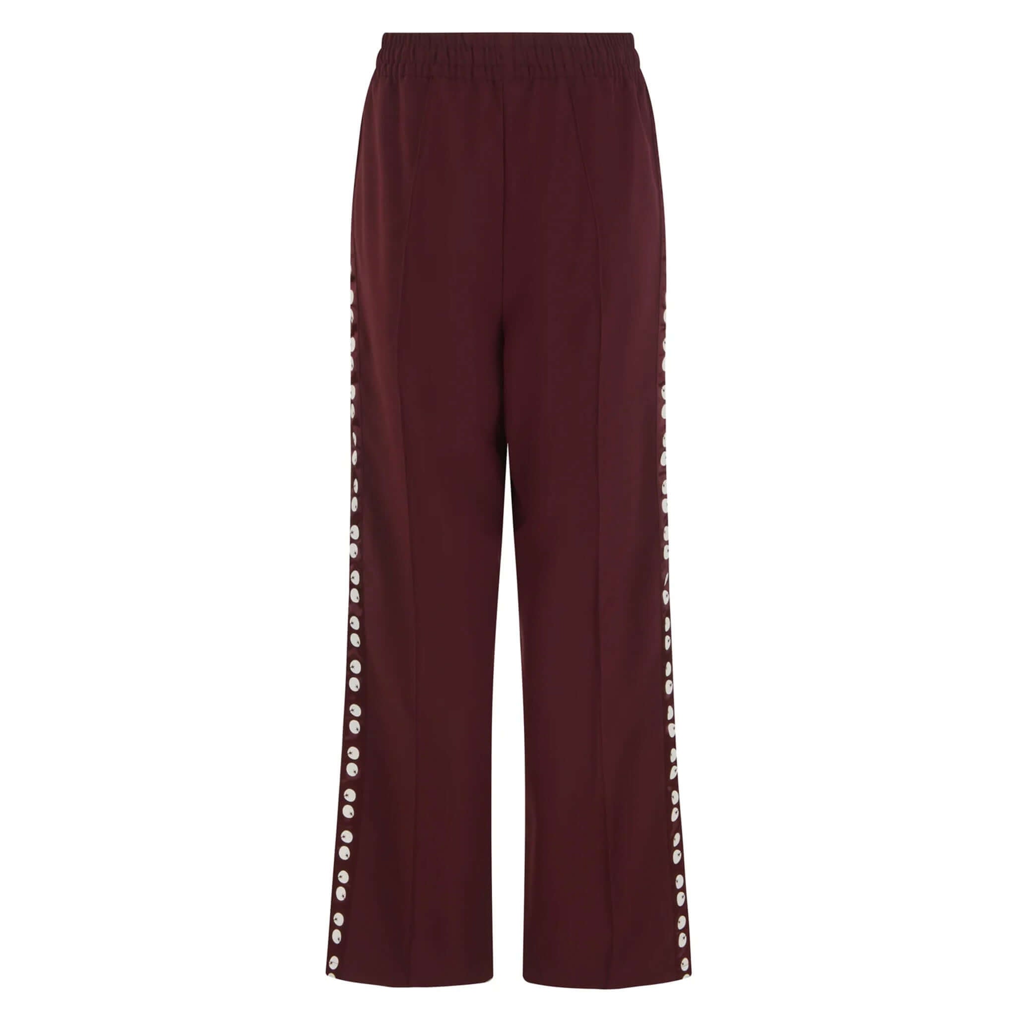 Araminta James Pomodoro Twill Pants - Burgundy featuring snap-stud side trims and a comfortable fit.