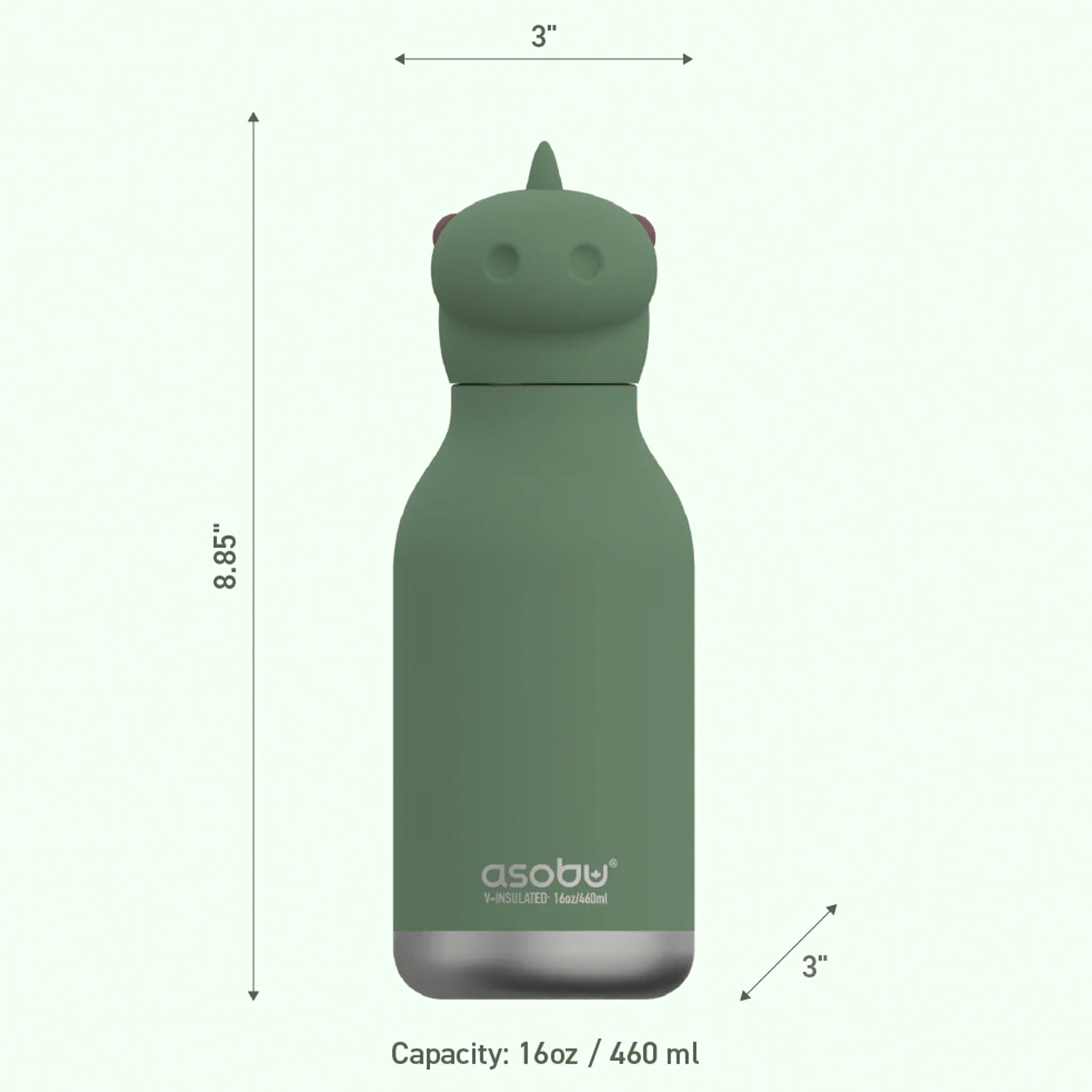 Asobu Bestie 460ml Insulated Stainless Steel Reusable Bottle - Dinosaur