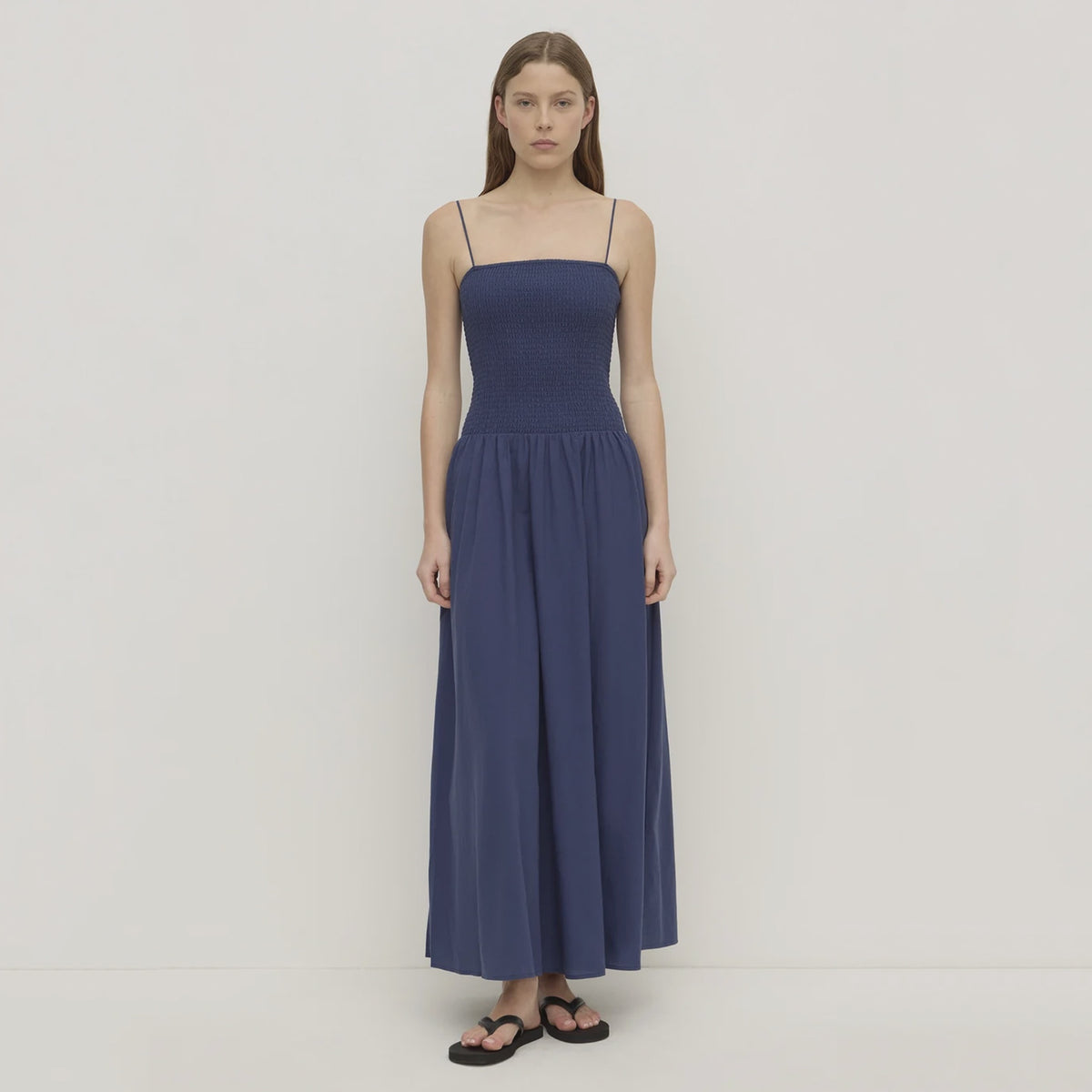 Assembly Label Connie Cotton Shirred Dress - Imperial Blue