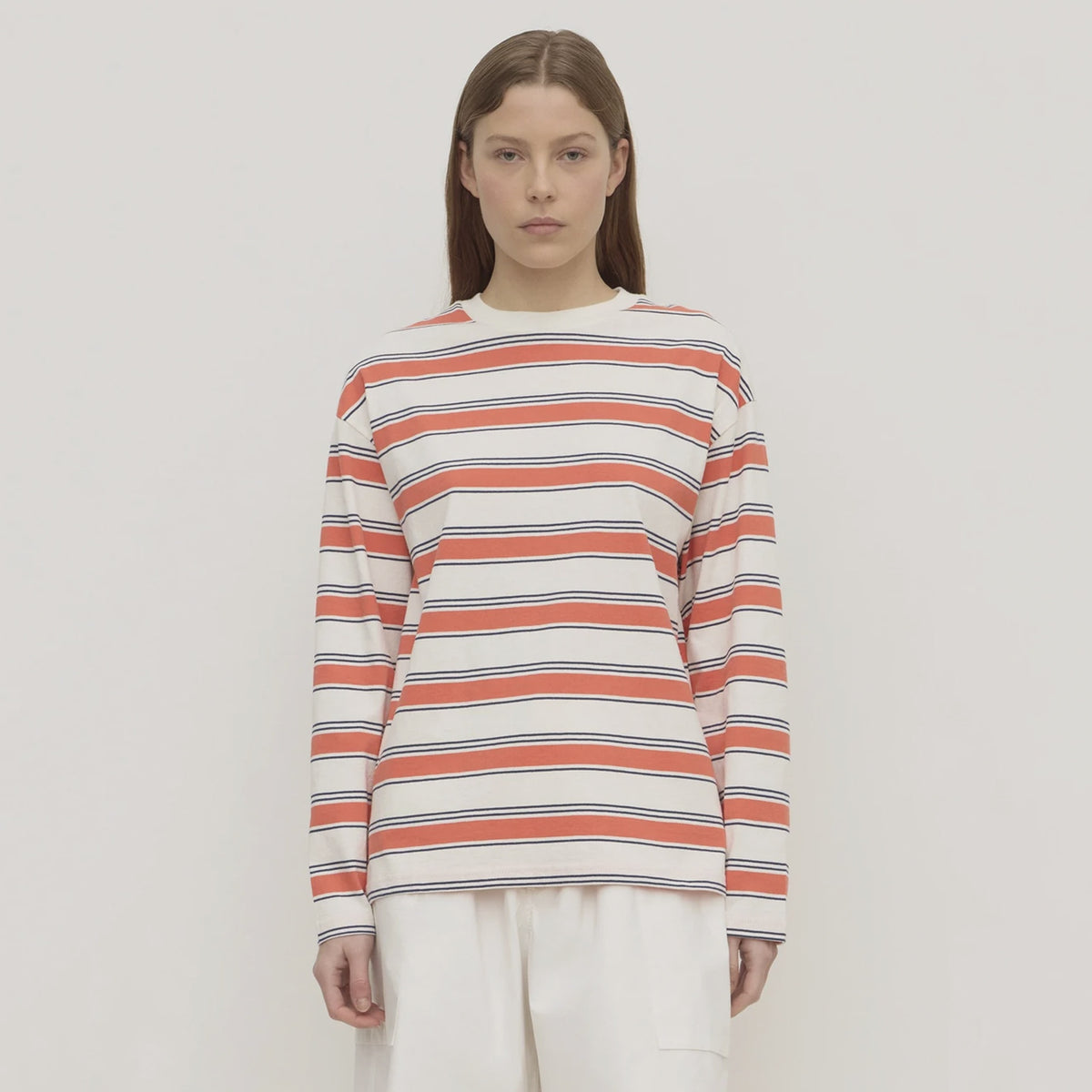 Assembly Label Eliana Stripe Cotton Long Sleeve Tee - Dahlia Stripe